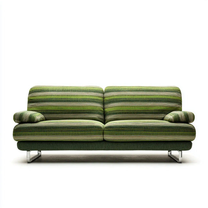 Canapé 2 places vert rayé 200 x 92 x 83 cm polyester forme droite