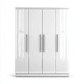 Armoire de chambre 4 portes blanche brillante 180 x 52 x 200 cm en panneaux MDF rectangulaire