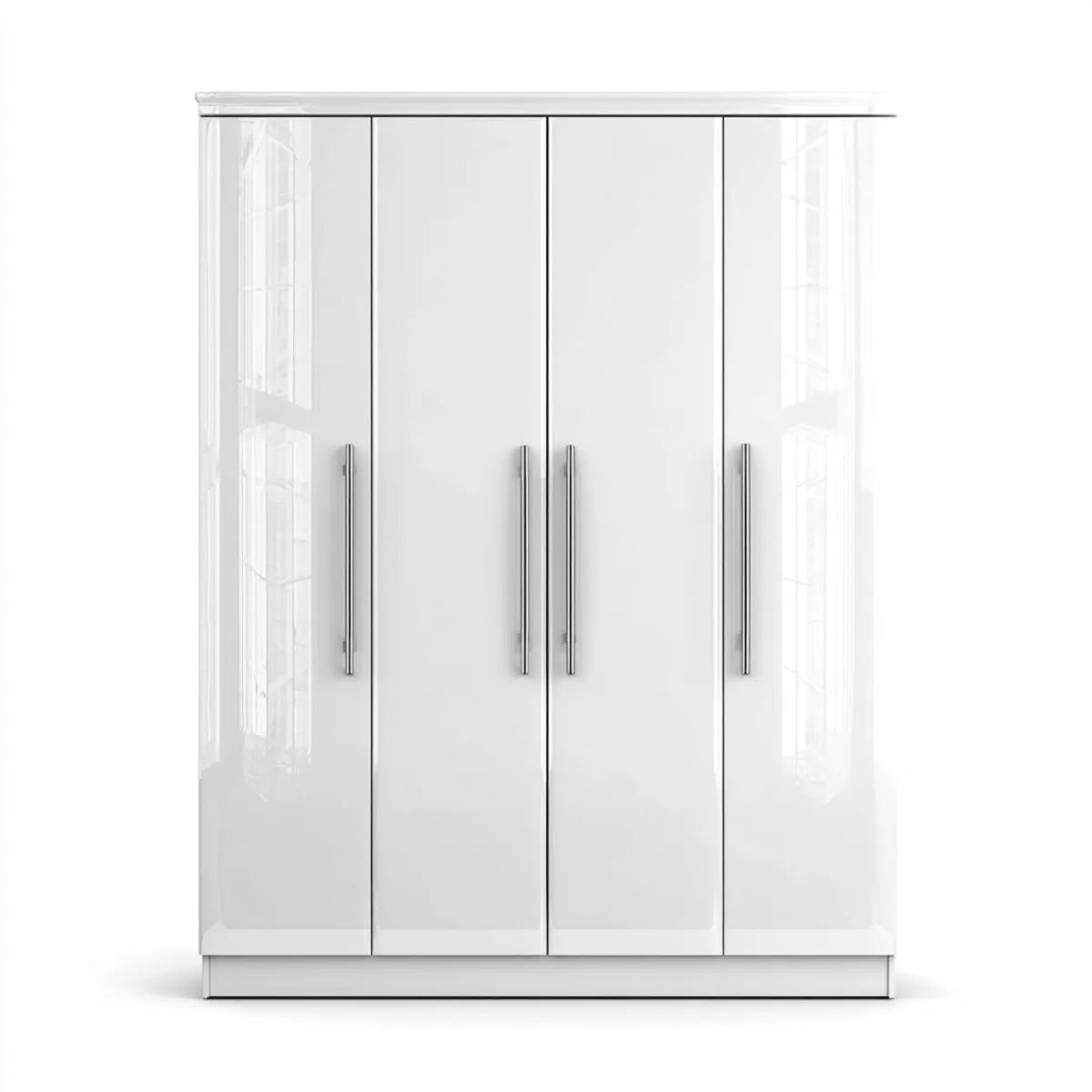 Armoire de chambre 4 portes blanche brillante 180 x 52 x 200 cm en panneaux MDF rectangulaire