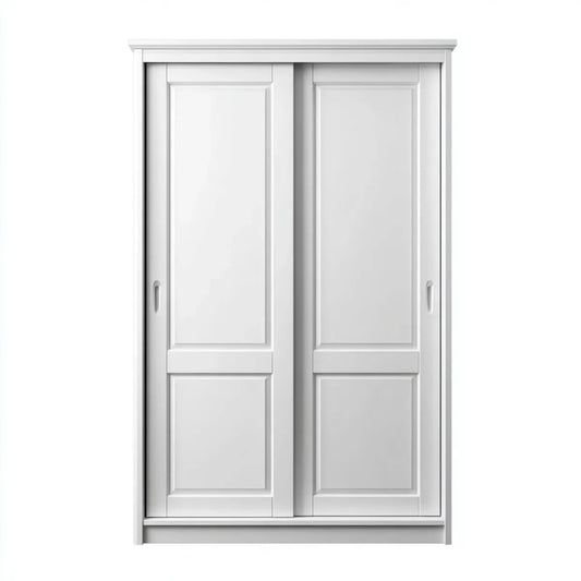 Armoire à portes coulissantes blanche 120 x 60 x 200 cm en panneaux de particules mélaminés rectangulaire