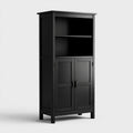 Armoire de rangement noire en MDF à 2 portes rectangulaire 80 x 40 x 180 cm