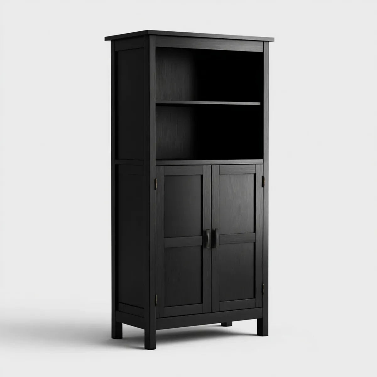 Armoire de rangement noire en MDF à 2 portes rectangulaire 80 x 40 x 180 cm