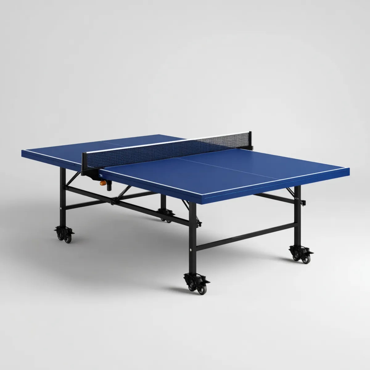 Table de ping-pong pliable bleue rectangulaire 274 x 152.5 x 76 cm en MDF et acier