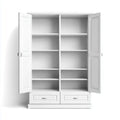 Armoire de chambre 2 portes 2 tiroirs blanche 120 x 50 x 200 cm en panneaux MDF rectangulaire