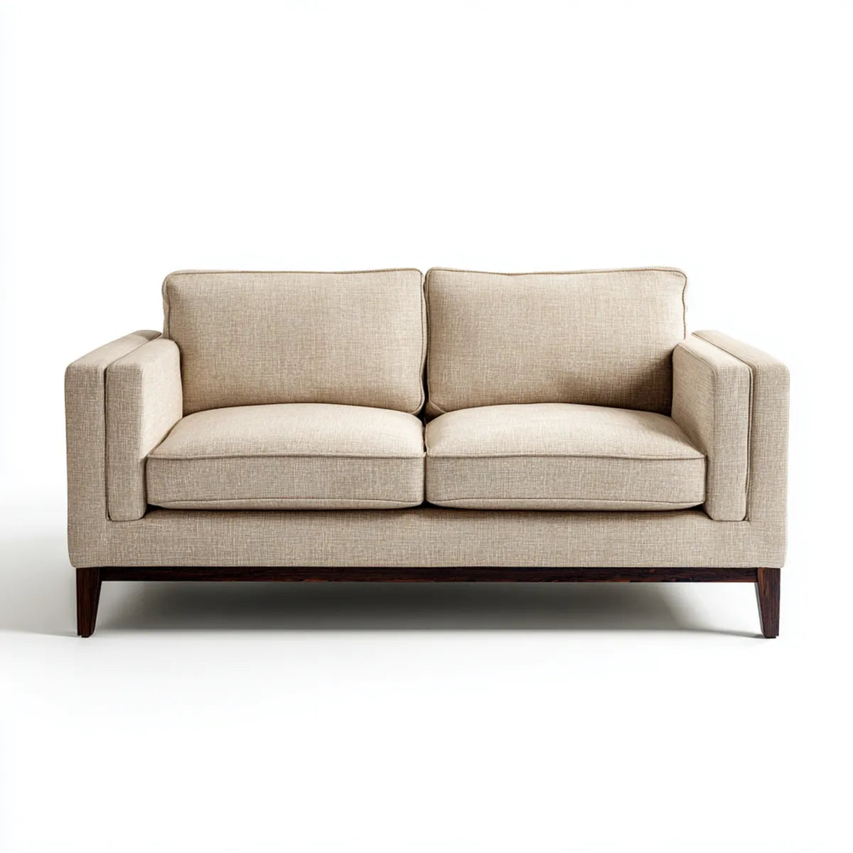 Canapé 2 places beige 160 x 90 x 85 cm en polyester forme droite