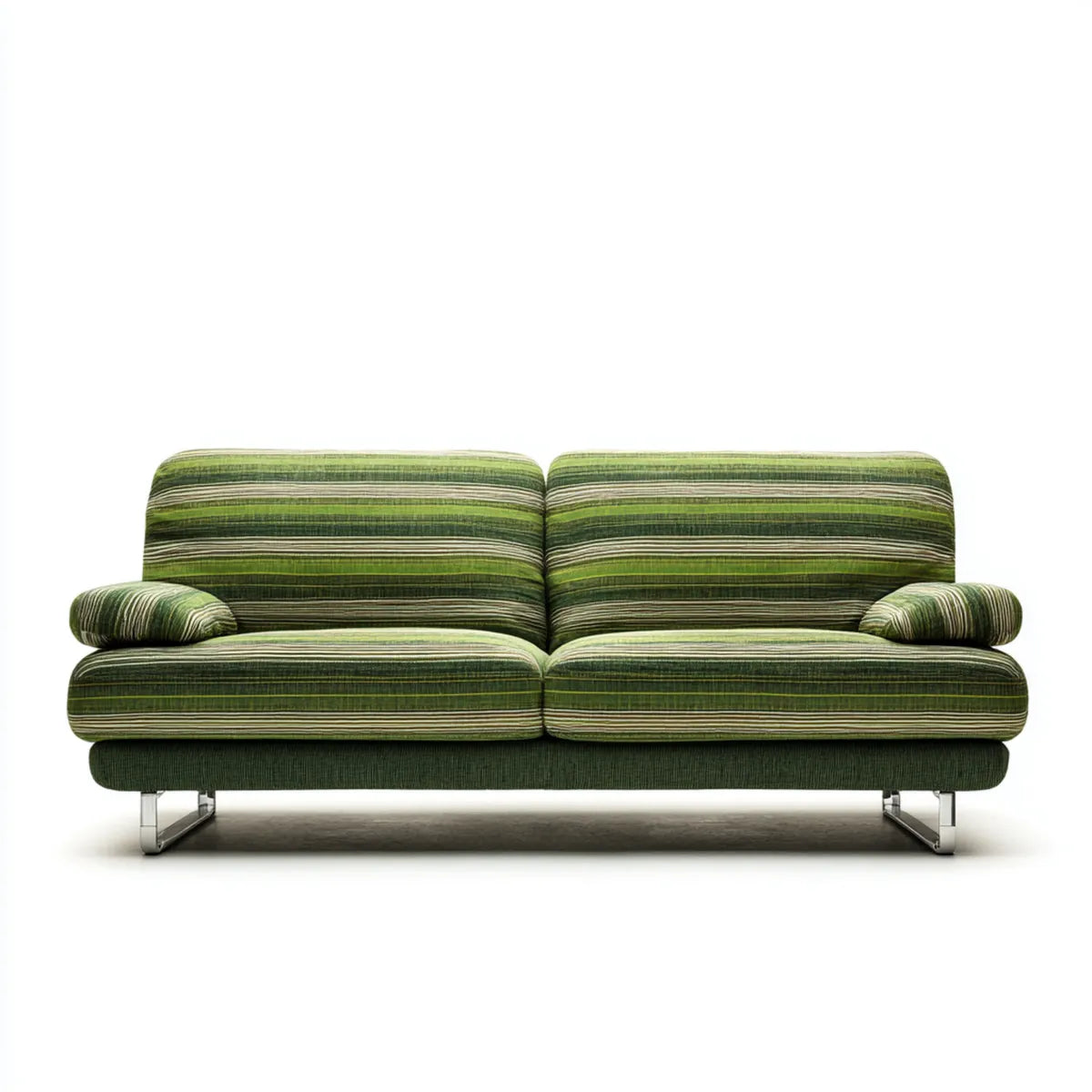 Canapé 2 places vert rayé 200 x 92 x 83 cm polyester forme droite