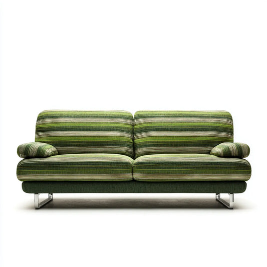 Canapé 2 places vert rayé 200 x 92 x 83 cm polyester forme droite