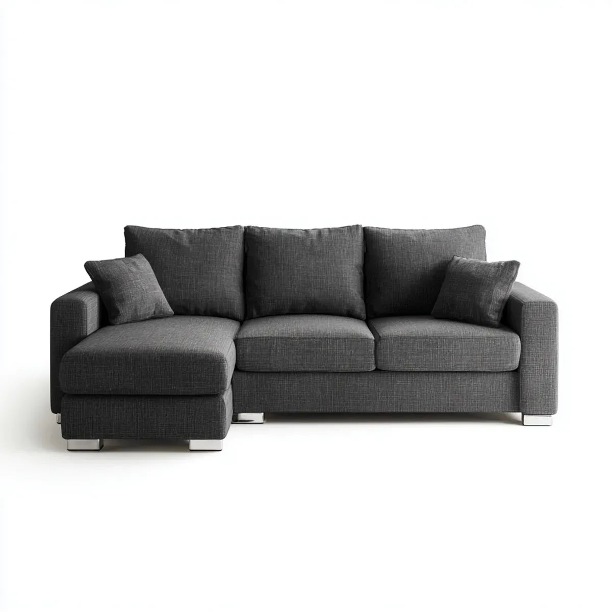 Canapé d'angle gauche 3 places gris anthracite 240 x 160 x 85 cm en polyester