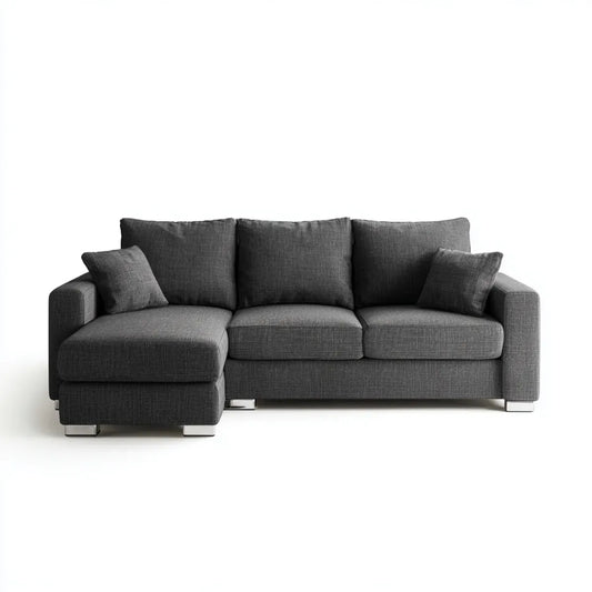Canapé d'angle gauche 3 places gris anthracite 240 x 160 x 85 cm en polyester