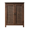 Armoire de rangement à 2 portes marron 80 x 40 x 100 cm bois massif et rotin rectangulaire