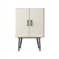 Armoire de rangement blanche à 2 portes en MDF 80 x 40 x 120 cm rectangulaire avec pieds en acier noir