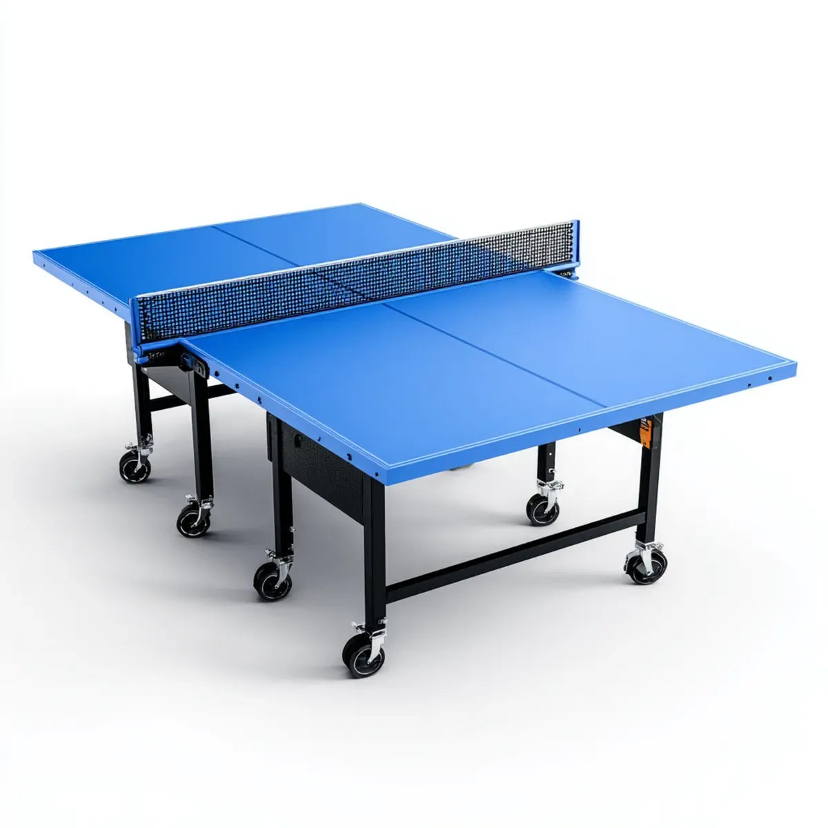 Table de ping-pong bleue avec filet 274 x 152.5 x 76 cm plateau MDF rectangulaire structure acier